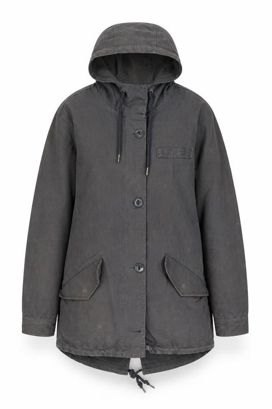 Twik Women’s Grey Cotton Hooded Parka Jacket XS