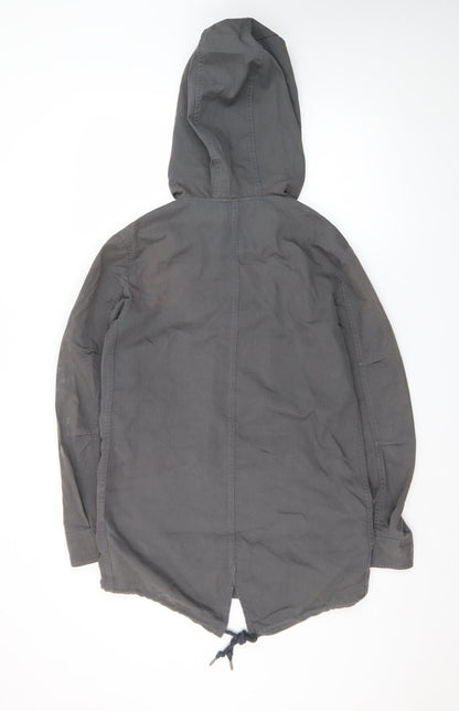 Twik Women’s Grey Cotton Hooded Parka Jacket XS