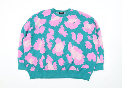 Simply Be Women's Multicoloured Animal Print Crew Neck Jumper Size 24
