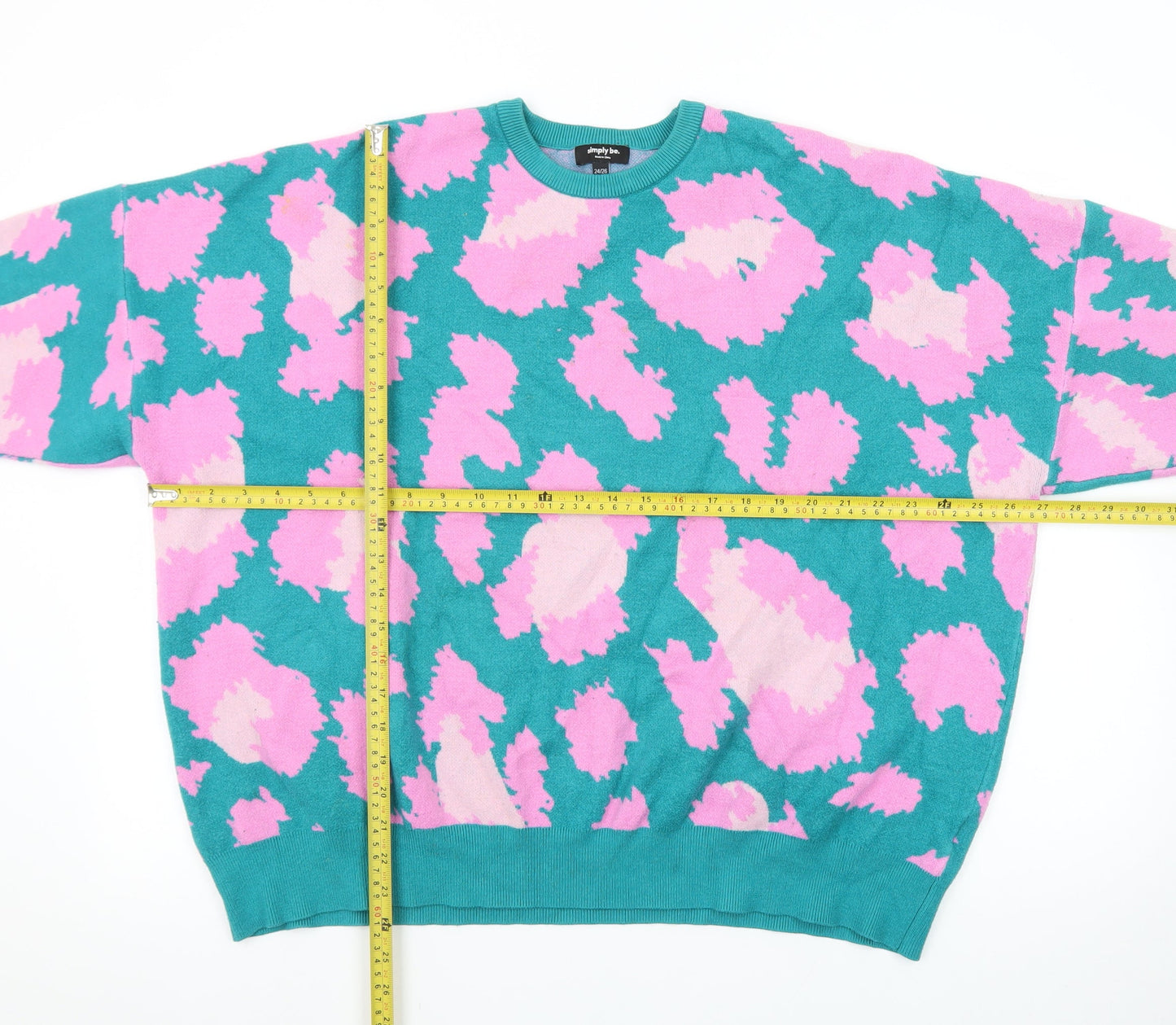 Simply Be Women's Multicoloured Animal Print Crew Neck Jumper Size 24