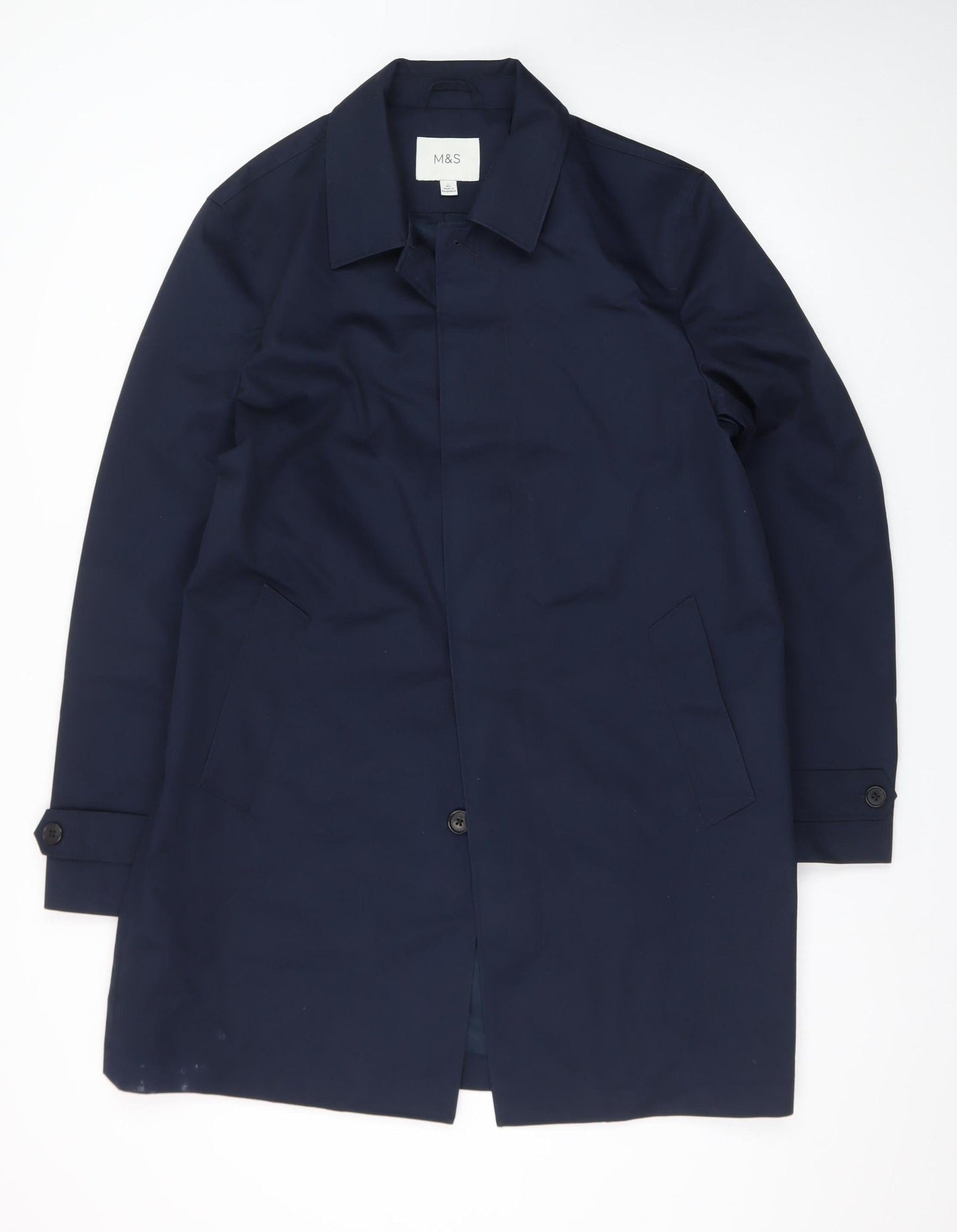 Marks and Spencer Women's Blue L Trench Coat Mid-Length Classic Style