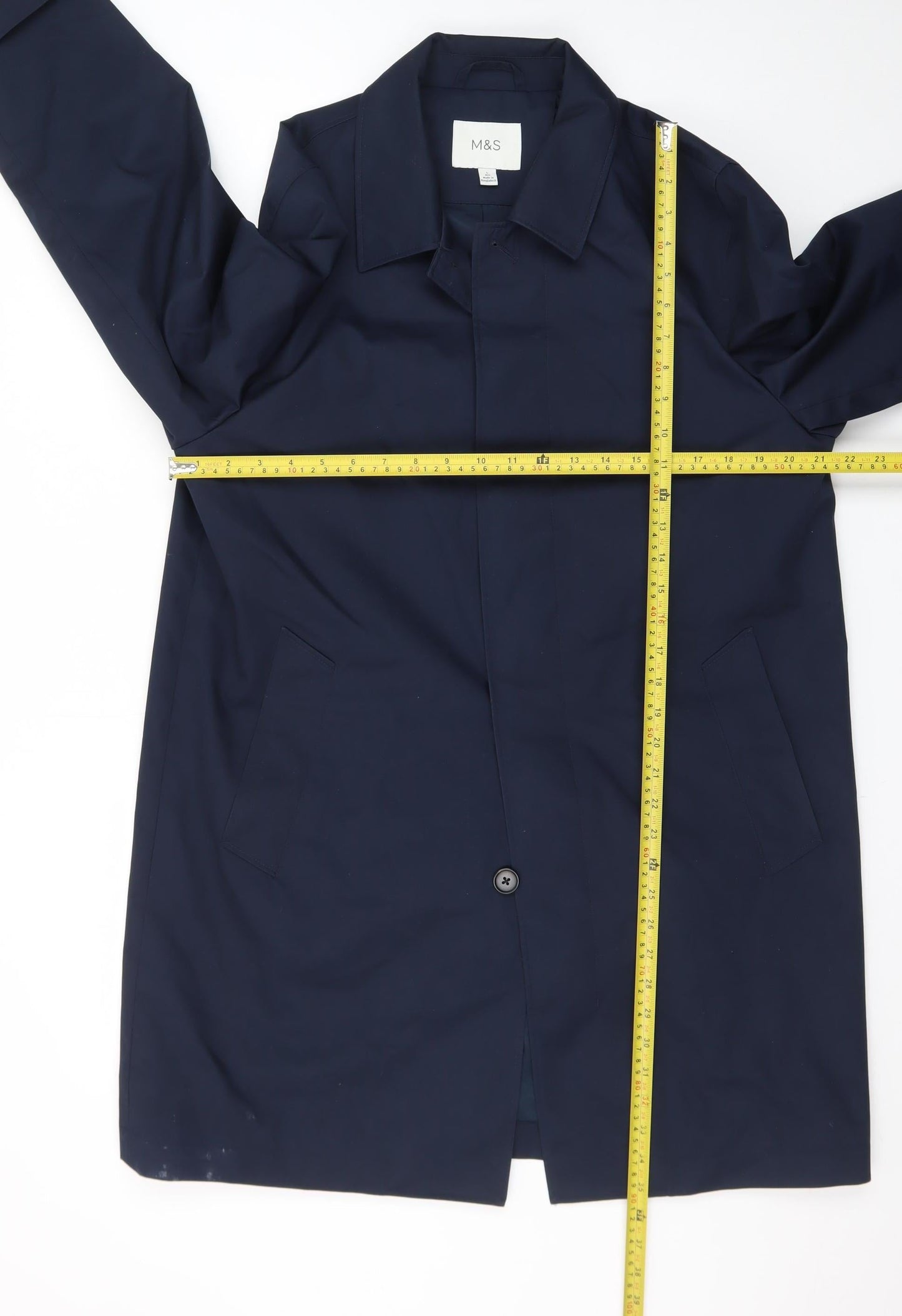 Marks and Spencer Women's Blue L Trench Coat Mid-Length Classic Style