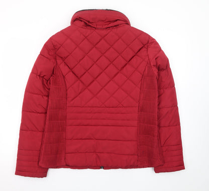 George Women's Red Quilted Full Zip Puffer Jacket Size 16