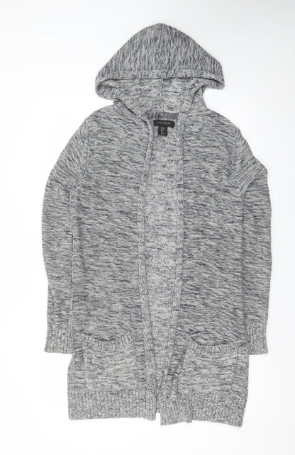 Tahari Women’s Grey Knit Hooded Long Sleeve Open Cardigan Size S