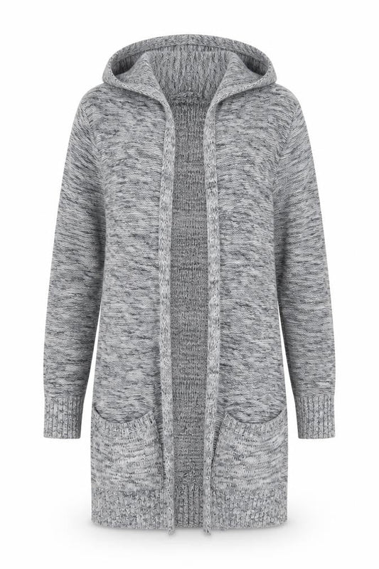 Tahari Women’s Grey Knit Hooded Long Sleeve Open Cardigan Size S