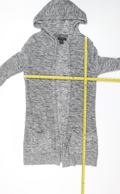 Tahari Women’s Grey Knit Hooded Long Sleeve Open Cardigan Size S