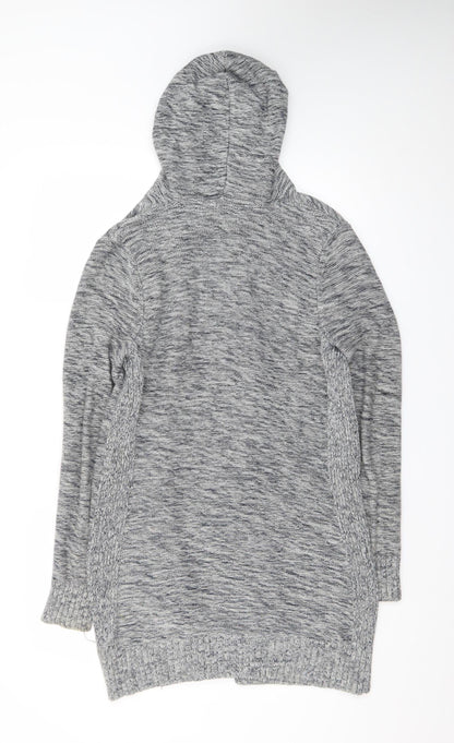 Tahari Women’s Grey Knit Hooded Long Sleeve Open Cardigan Size S