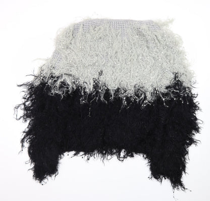Zara Woman Black Grey Fluffy Open Knit Cardigan Women’s Size 12