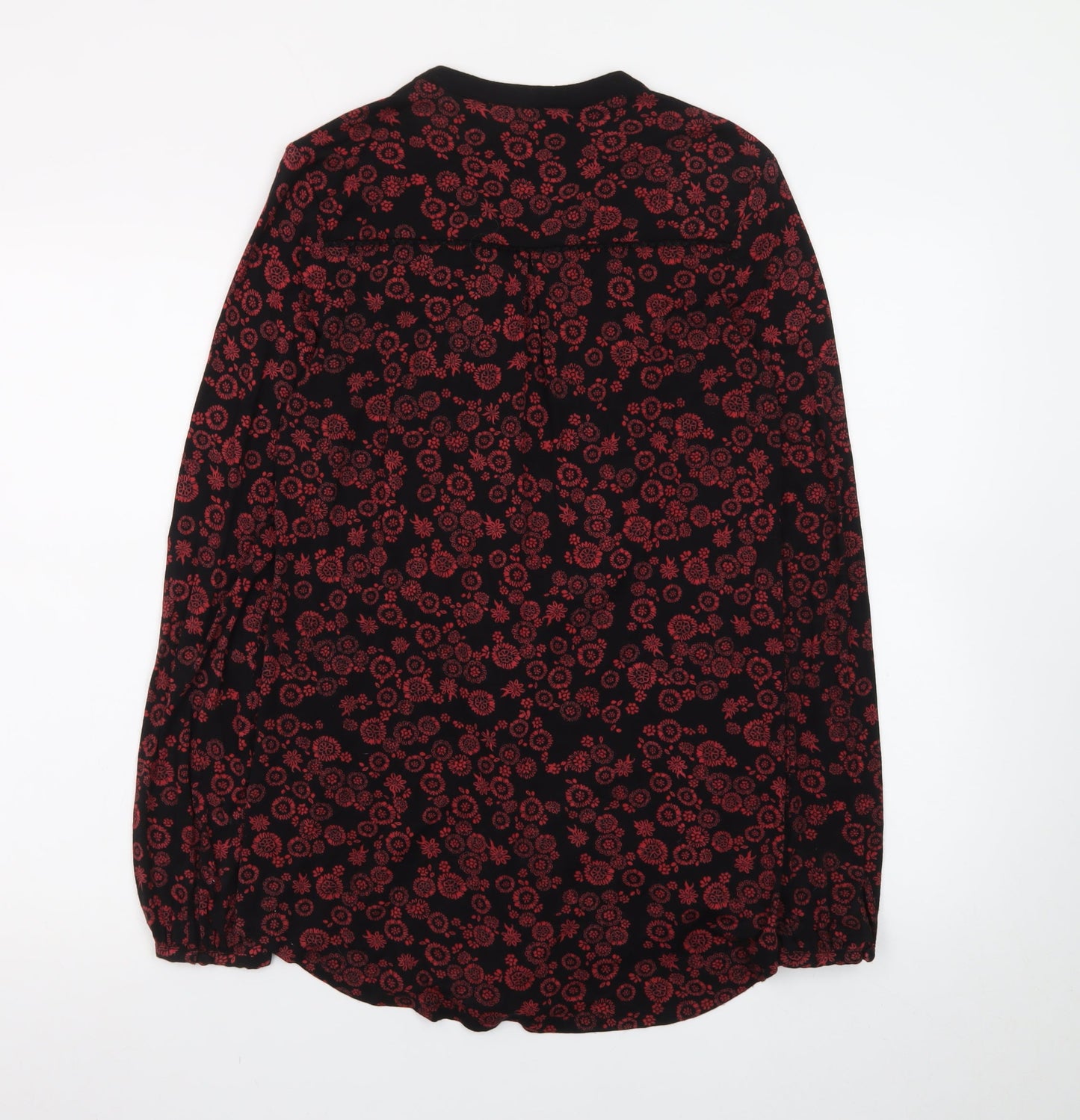 Monsoon Women’s Black Red Embroidered Floral Tunic Blouse UK 10