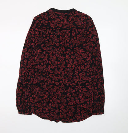 Monsoon Women’s Black Red Embroidered Floral Tunic Blouse UK 10