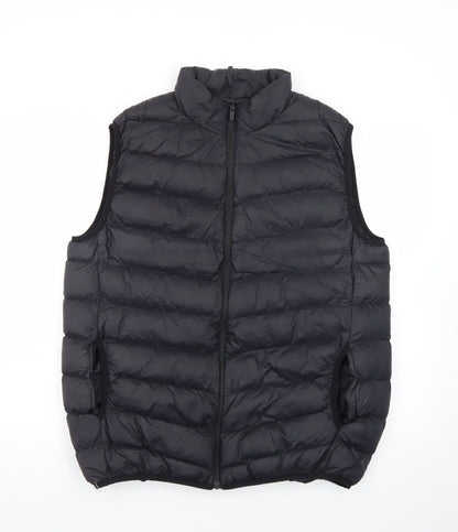 Brave Soul Men's Black Puffer Gilet Waistcoat Size L Warm Lightweight