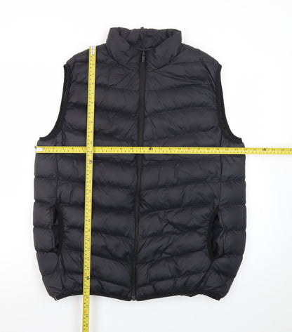 Brave Soul Men's Black Puffer Gilet Waistcoat Size L Warm Lightweight