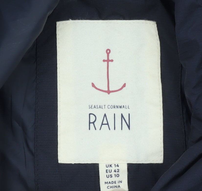 Seasalt Cornwall Blue Waterproof Hooded Rain Coat Jacket UK 42 Unisex
