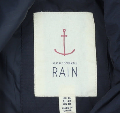 Seasalt Cornwall Blue Waterproof Hooded Rain Coat Jacket UK 42 Unisex