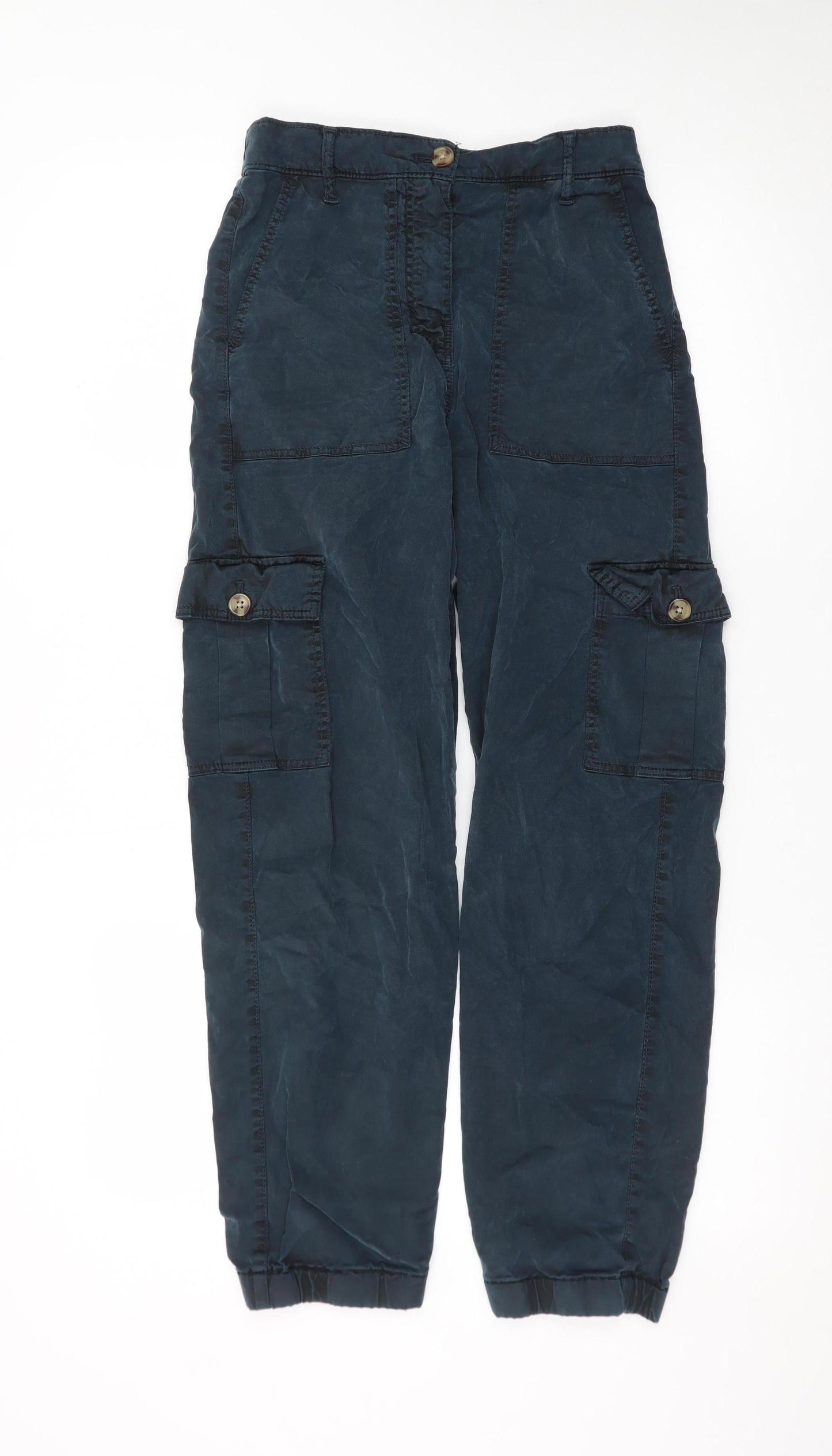 Marks and Spencer Womens Blue Cargo Trousers Size 6 Regular