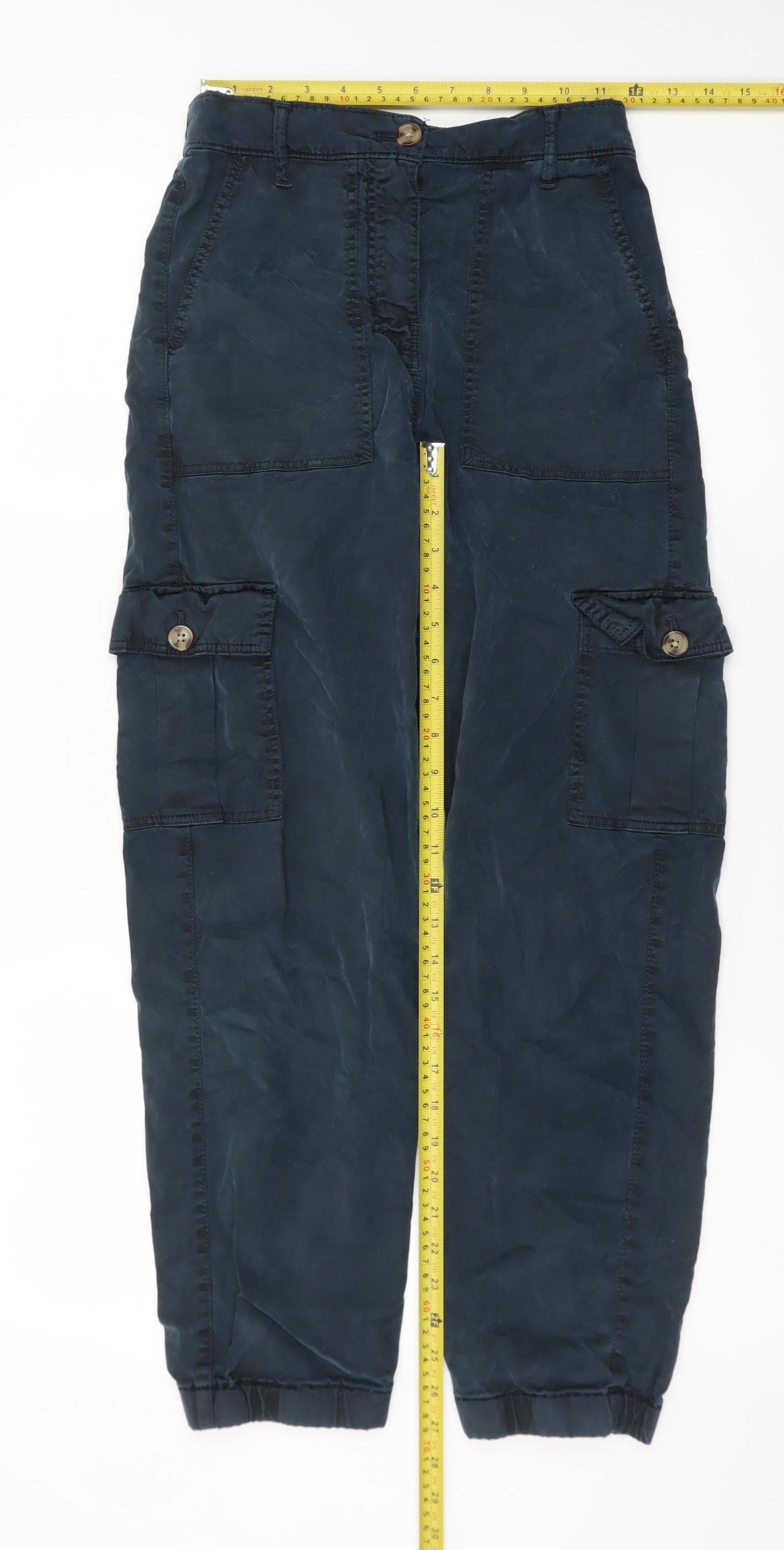 Marks and Spencer Womens Blue Cargo Trousers Size 6 Regular