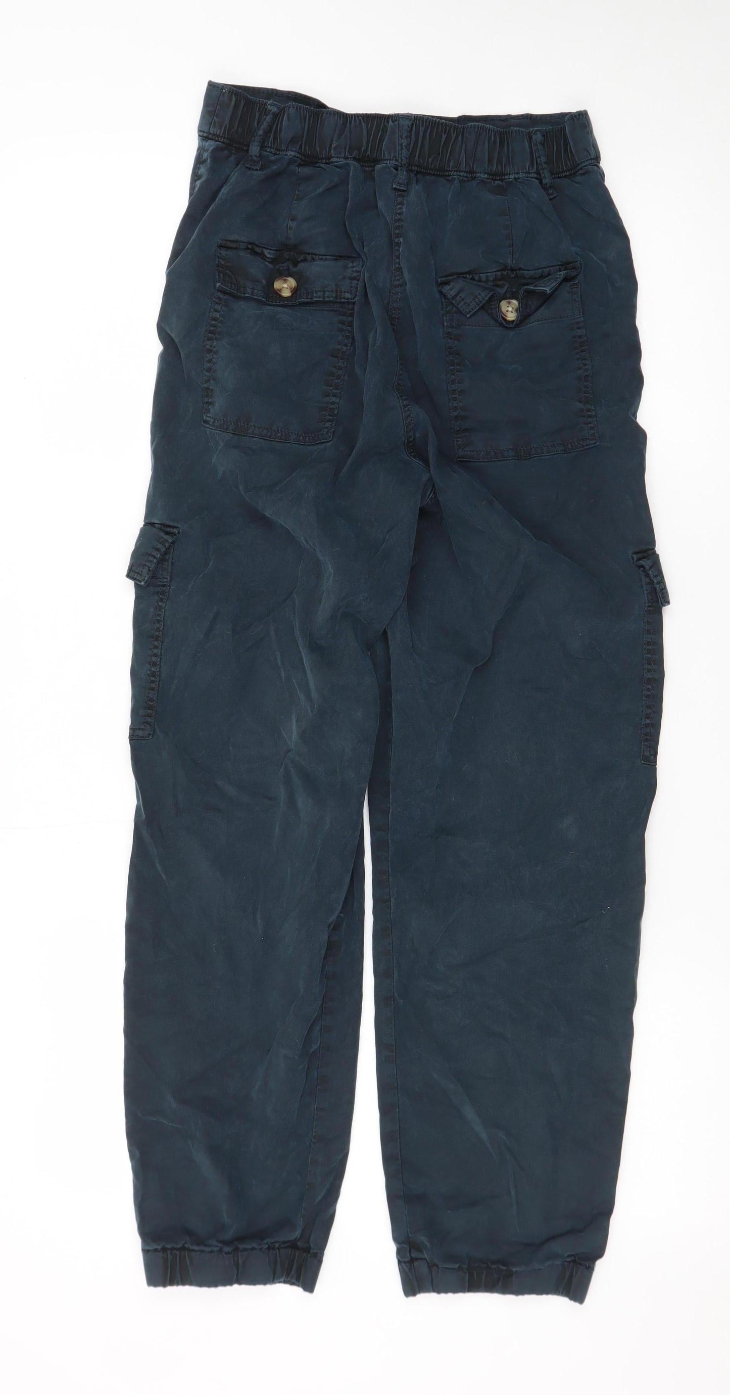 Marks and Spencer Womens Blue Cargo Trousers Size 6 Regular
