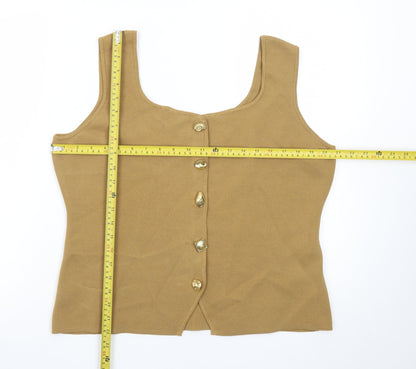 Marks and Spencer Women’s Beige Sleeveless Button Vest Small Knit Top