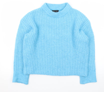 New Look Women Blue Mock Neck Chunky Knit Jumper Size S