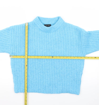 New Look Women Blue Mock Neck Chunky Knit Jumper Size S