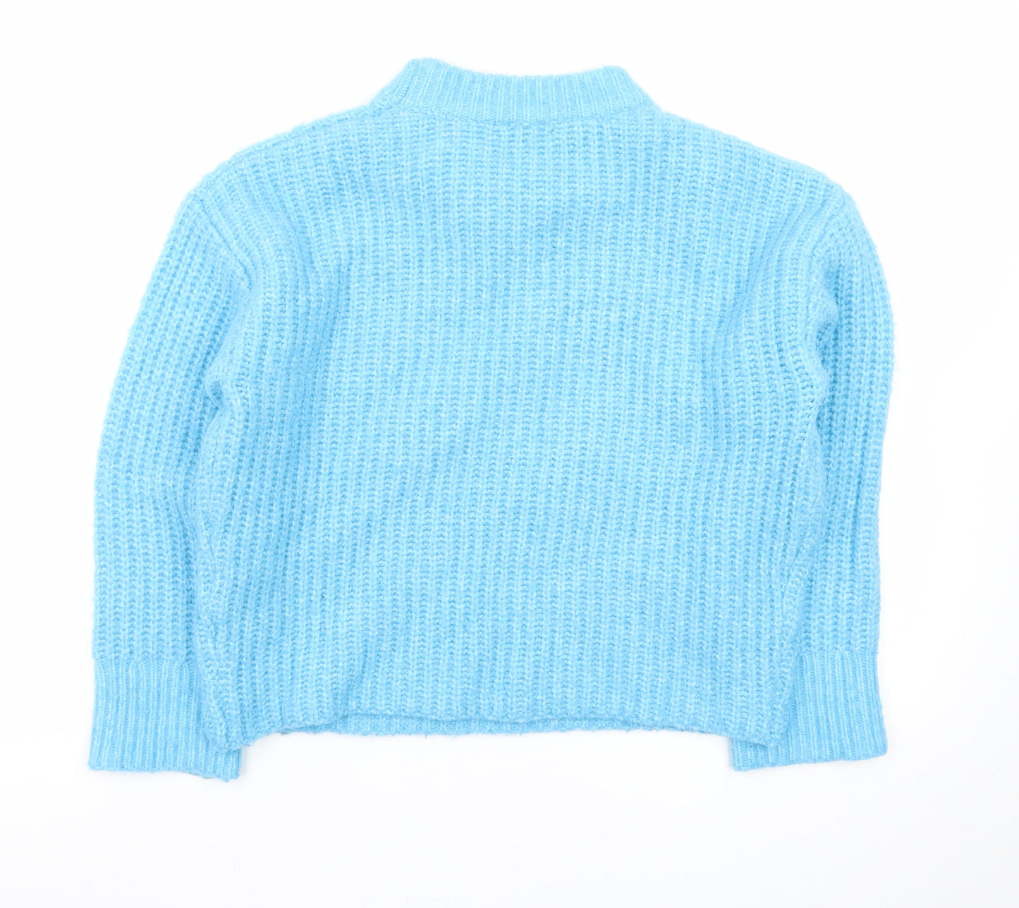 New Look Women Blue Mock Neck Chunky Knit Jumper Size S