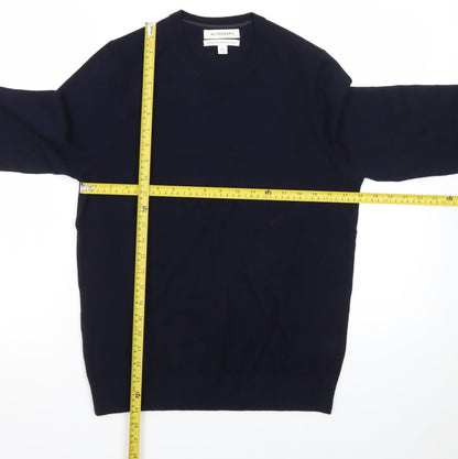 Marks and Spencer Mens Blue Merino Wool Crew Neck Jumper S