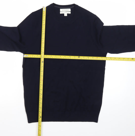 Marks and Spencer Mens Blue Merino Wool Crew Neck Jumper S