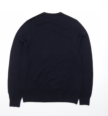 Marks and Spencer Mens Blue Merino Wool Crew Neck Jumper S