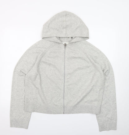 Marks and Spencer Women’s Grey Full Zip Hooded Knit Jumper Size L