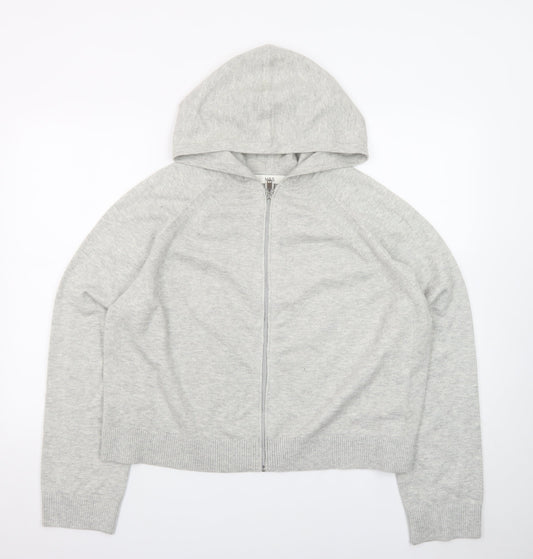 Marks and Spencer Women’s Grey Full Zip Hooded Knit Jumper Size L