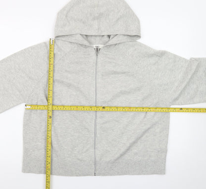 Marks and Spencer Women’s Grey Full Zip Hooded Knit Jumper Size L