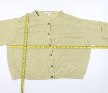 Marks and Spencer Women Beige XL Cotton Button Cardigan