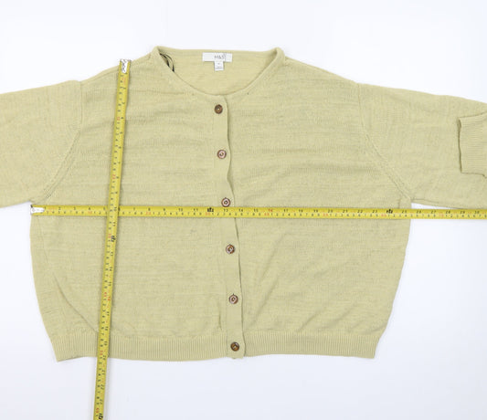 Marks and Spencer Women Beige XL Cotton Button Cardigan