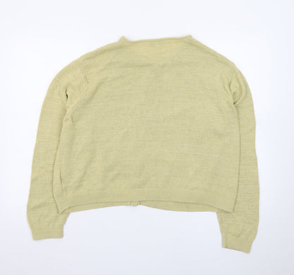Marks and Spencer Women Beige XL Cotton Button Cardigan