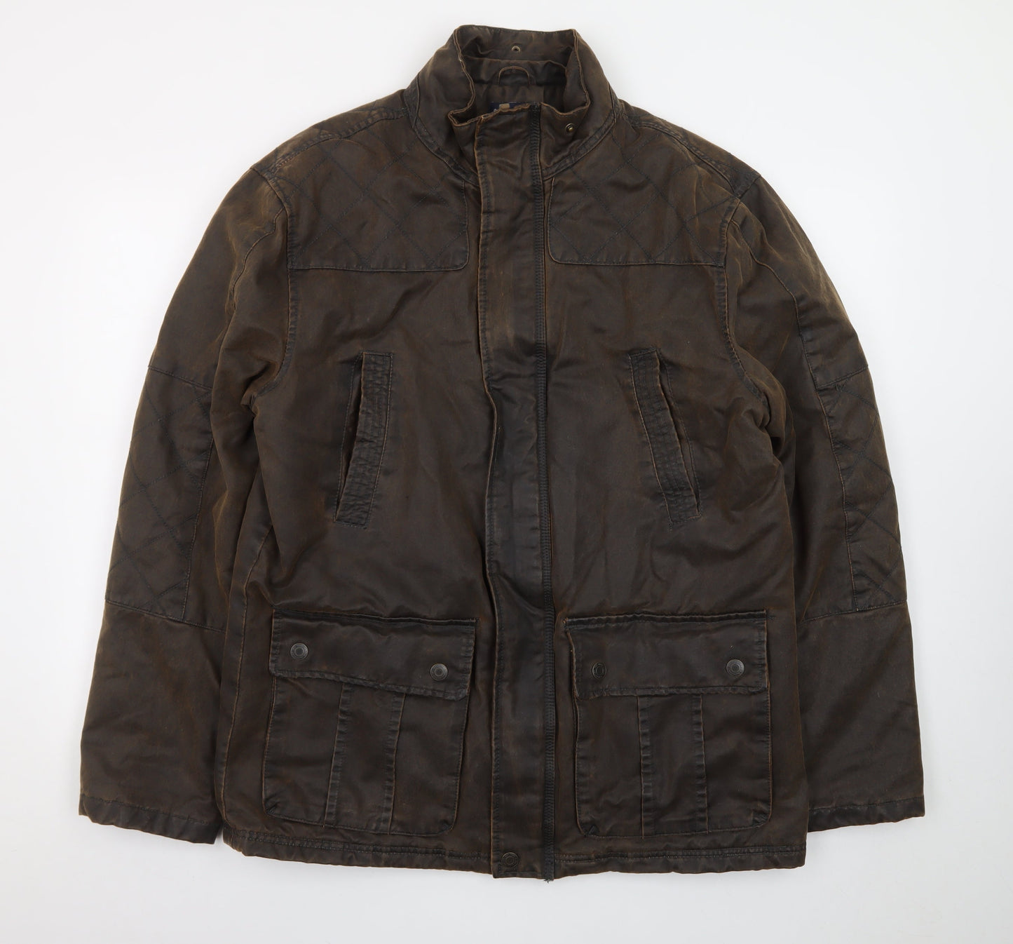 Boston Crew Men’s Brown Waxed Field Jacket L Lined Workwear Style