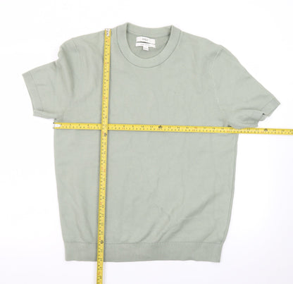Marks and Spencer Men's Green Pure Cotton Crew Neck Short Sleeve T-Shirt Size M