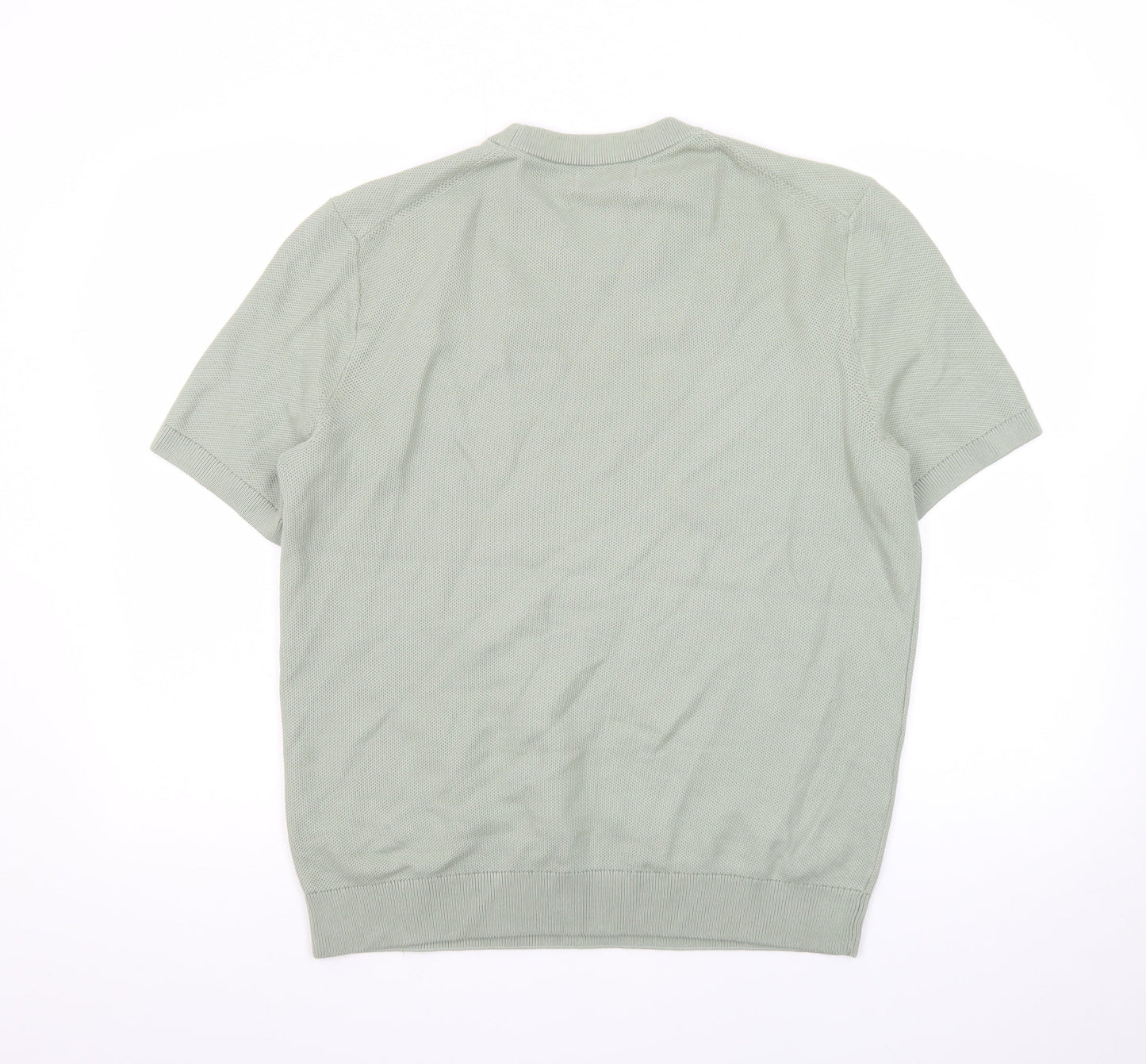 Marks and Spencer Men's Green Pure Cotton Crew Neck Short Sleeve T-Shirt Size M
