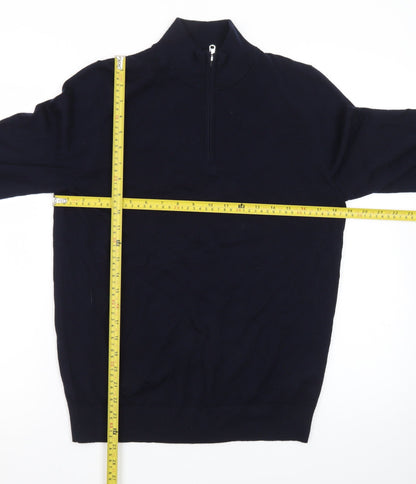 Marks and Spencer Autograph Men's Black Small 1/2 Zip Merino Jumper