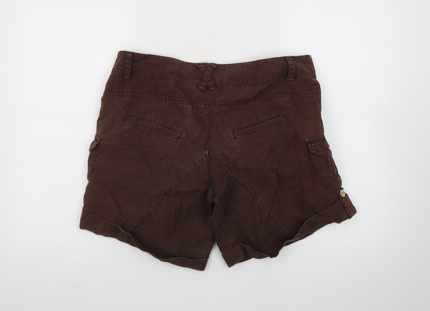 Muddaray Women's Brown Cargo Shorts Size 14 Cotton Comfort Fit