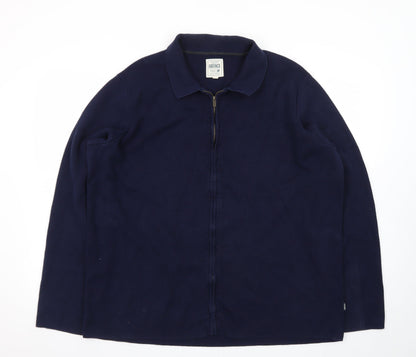 FatFace Men's Blue Collared Full Zip Cotton Cashmere Jumper XL