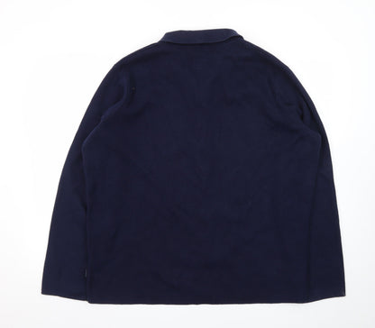 FatFace Men's Blue Collared Full Zip Cotton Cashmere Jumper XL