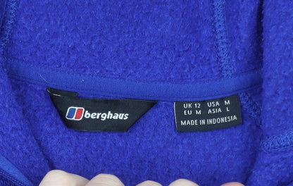 Berghaus Women Blue Full Zip Hooded Fleece Jumper UK 12 M