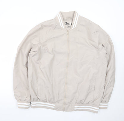 iXtreme Women Beige Bomber Jacket L Lightweight Casual Zip Up