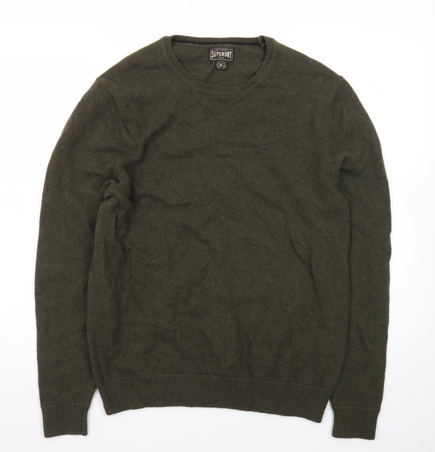 Superdry Men's Green XL Crew Neck Wool Pullover Jumper