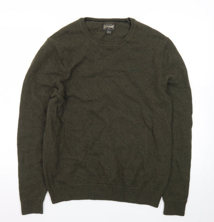 Superdry Men's Green XL Crew Neck Wool Pullover Jumper