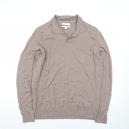 Marks and Spencer Men’s Beige Merino Wool Collared Pullover Jumper L