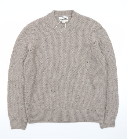 Marks and Spencer Men’s Beige Lambswool Blend Chunky Knit Jumper L