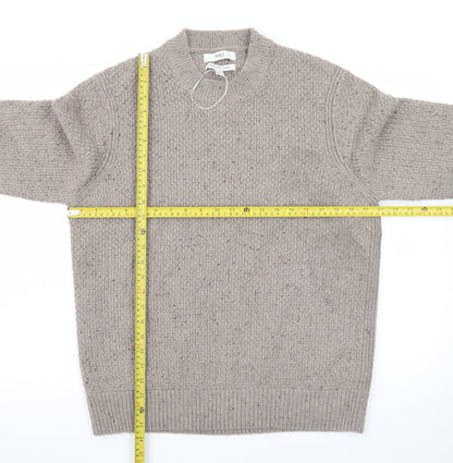 Marks and Spencer Men’s Beige Lambswool Blend Chunky Knit Jumper L