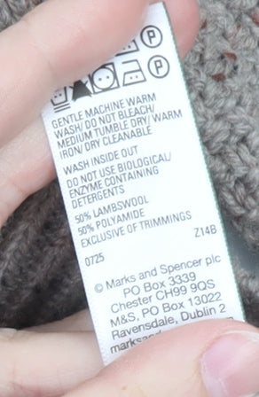 Marks and Spencer Men’s Beige Lambswool Blend Chunky Knit Jumper L