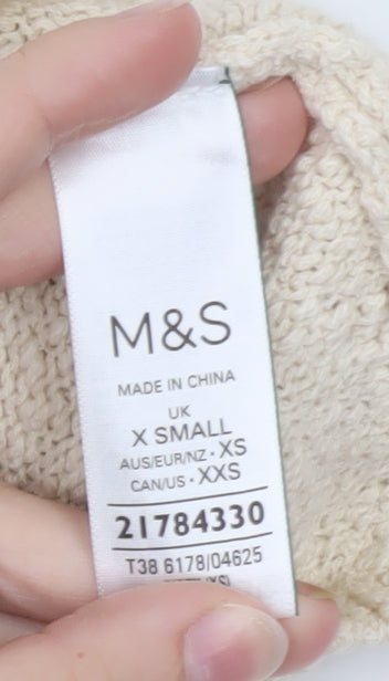 Marks and Spencer Women Beige XS Knit Beaded Vest Jumper